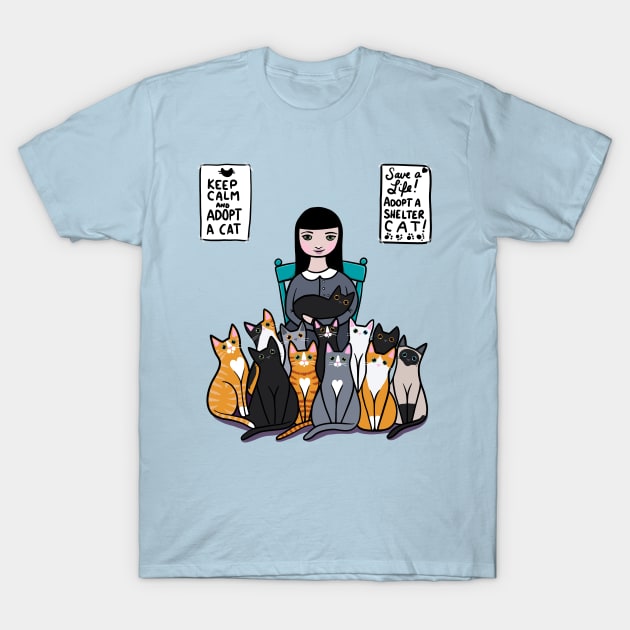 Adopt A Shelter Cat T-Shirt by KilkennyCat Art